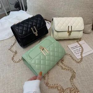 Fashion Women Checkered Pu Leather Solid Color Crossbody Messenger Shoulder Bag Casual Ladies Mini Handbags Flap Purse