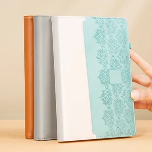Wholesale Manufacture Custom Splicing Leather Notebook A5 Diary Journal Hard Cover Note Book for Corporate Gift