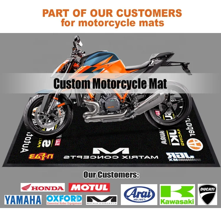 Customizable Logo Floor Mat for Motorcycles Outdoor Rubber Pit Mat With Waterproof Feature Nylon TPR Material