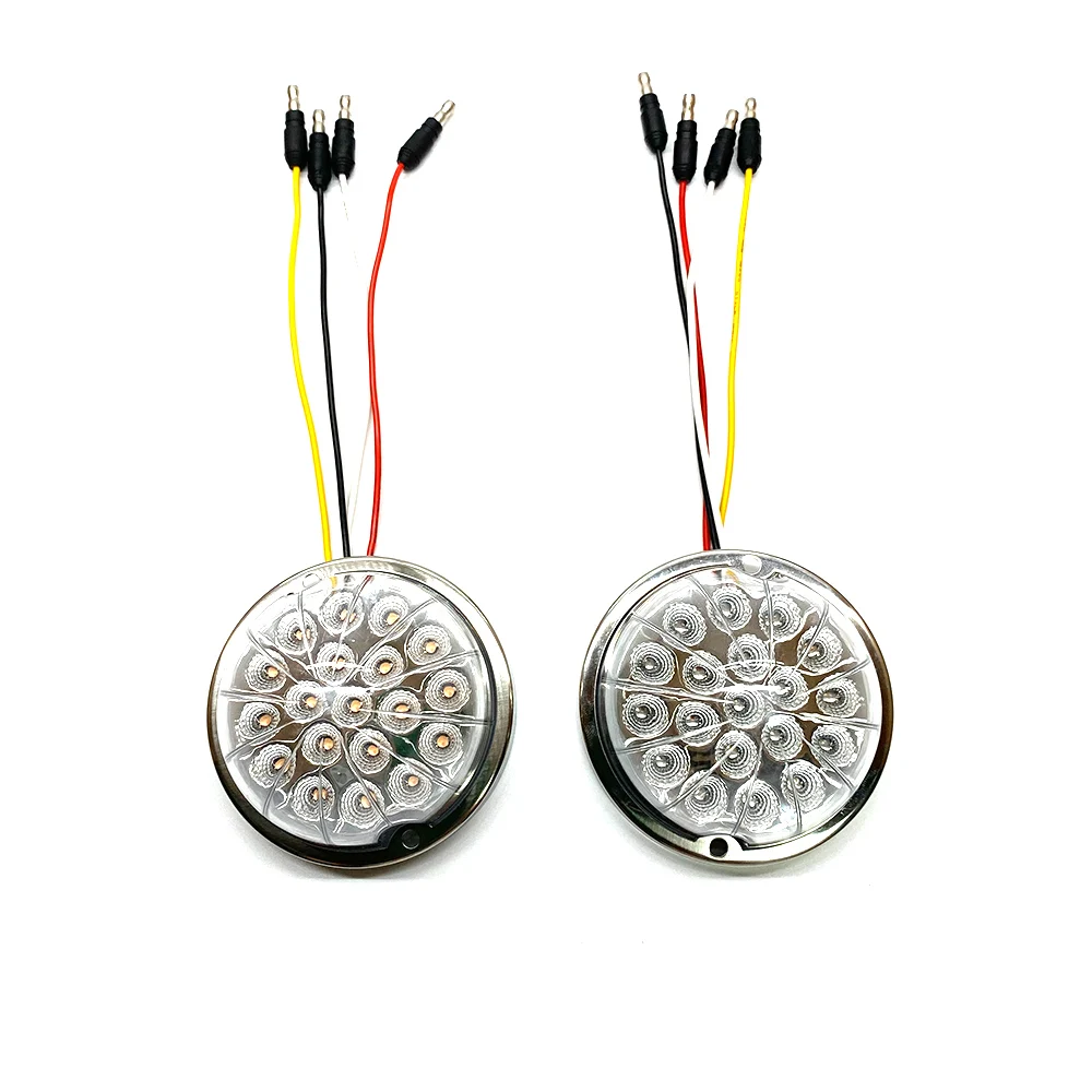 Dual Revolution Truck Accessories Turn Signal and Auxiliary Marker Lights Stainless Steel Bezel 19 Led Watermelon Lights