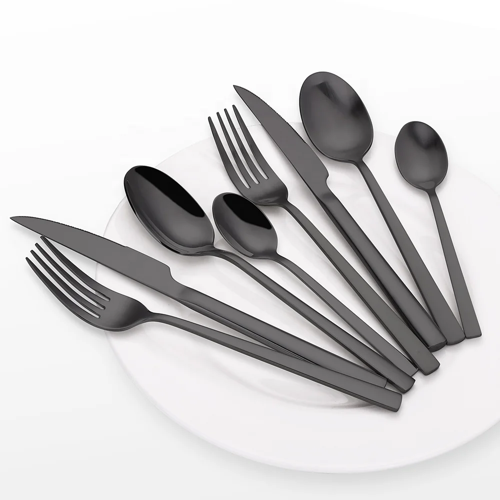 Wholesale PVD Silverware Metal Matt Black Matte Cutlery Set Stainless Steel Matte  Black Flatware Set - Buy Wholesale PVD Silverware Metal Matt Black Matte  Cutlery Set Stainless Steel Matte Black Flatware Set