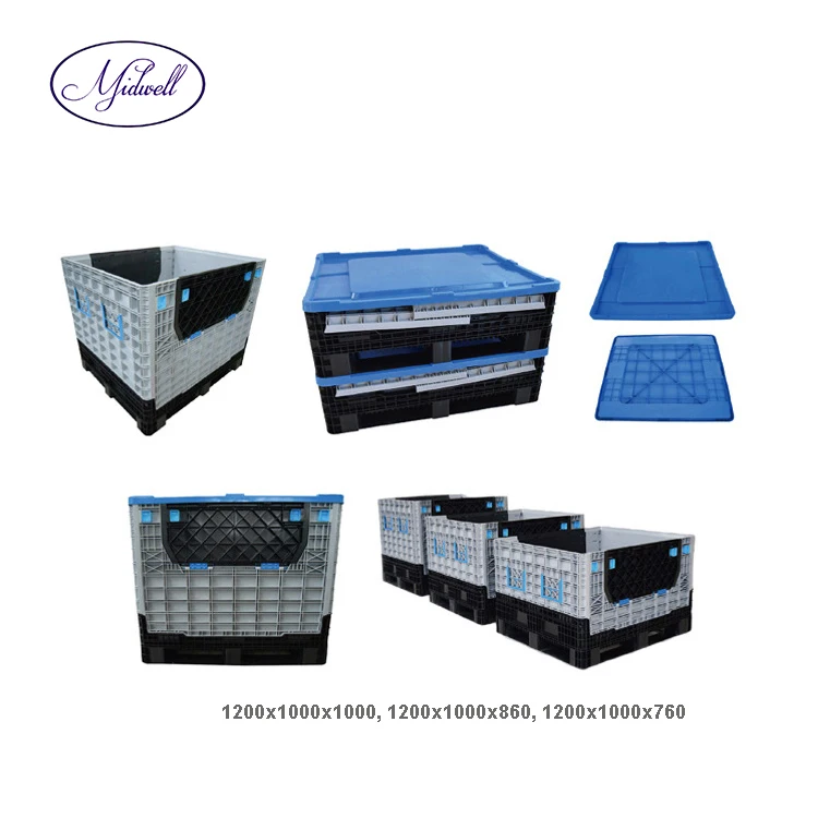 Large Nestable and Foldable Plastic Pallet Container Collapsible Crate Bulk Storage Box for Sale Stackable and Portable