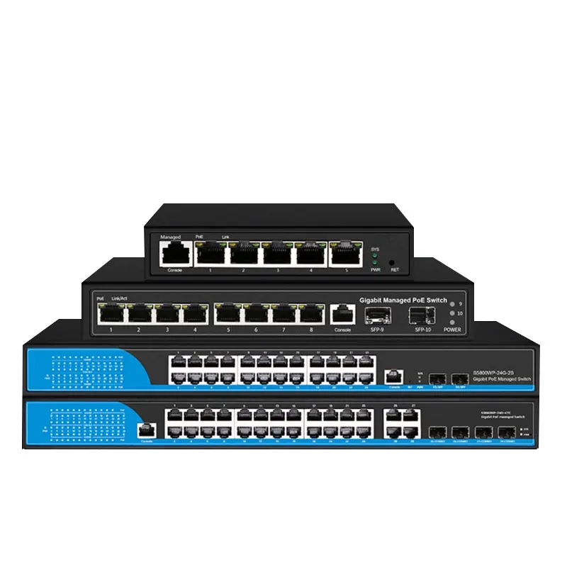 ODM 8/16/24/48 порт Gigabit IPv6 L2 L3 управляемый переключатель PoE с SFP слотами Поддержка VLAN QoS LACP
