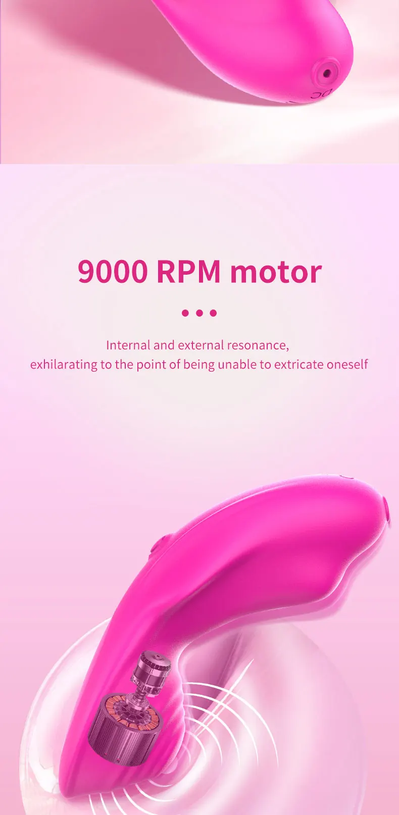 Manual button control and LED feedback on wearable egg vibrator