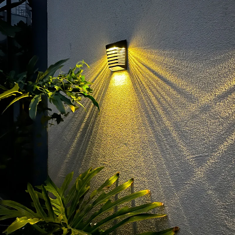 Fence Light Outdoor Led Solar Waterproof ABS Garden Yard Wall Mounted Lamp Solar Powered Led Fence Wall Lights