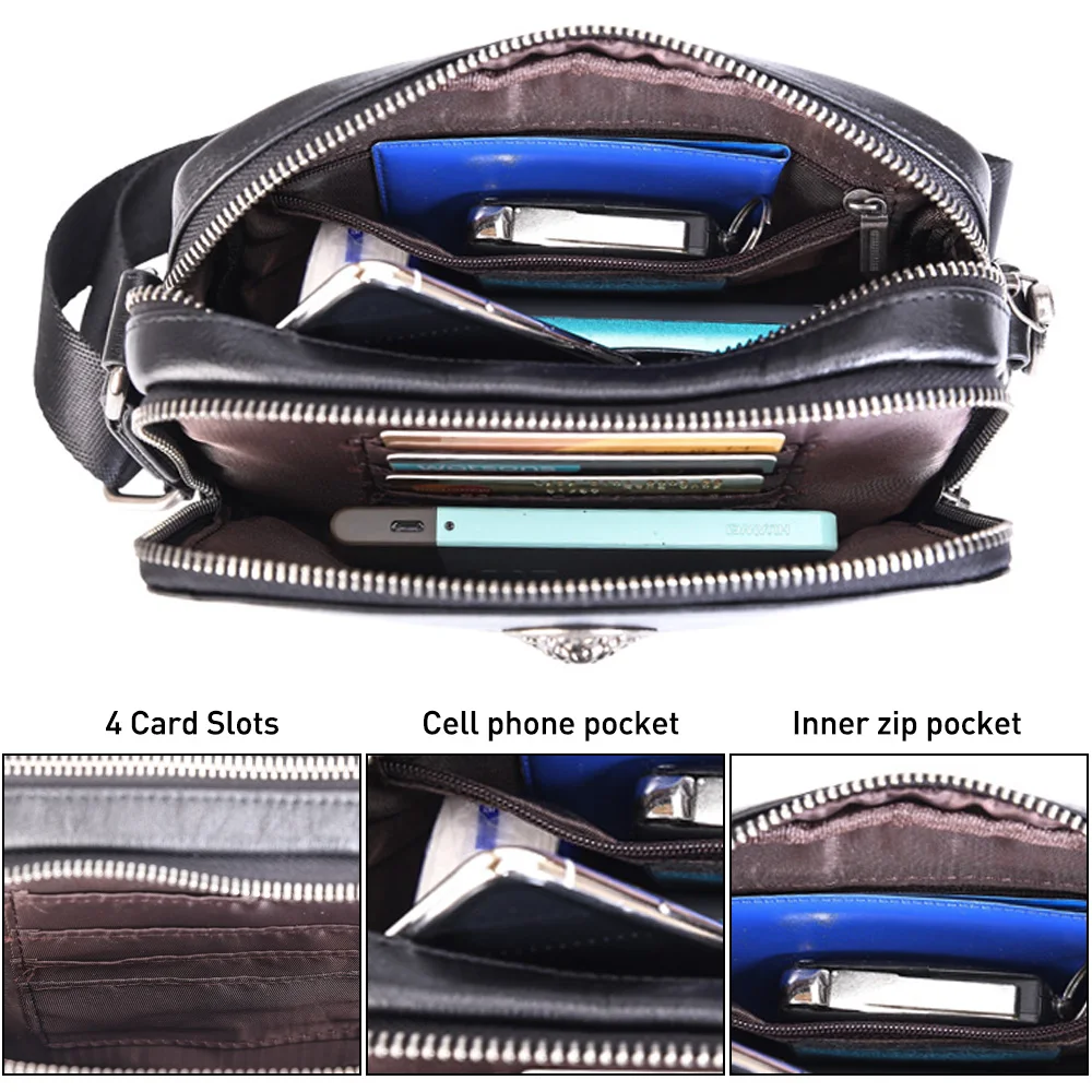 Tiding Custom Fashion Black Small Calf Cowhide Genuine Leather Shoulder Bag Women Leather Messenger Bag Custom