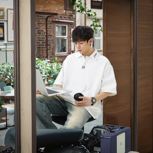 OEM & ODM Men's Japanese 100%Cotton 240 Grams Top Summer Short-Sleeved for Polo Shirt Solid Pattern