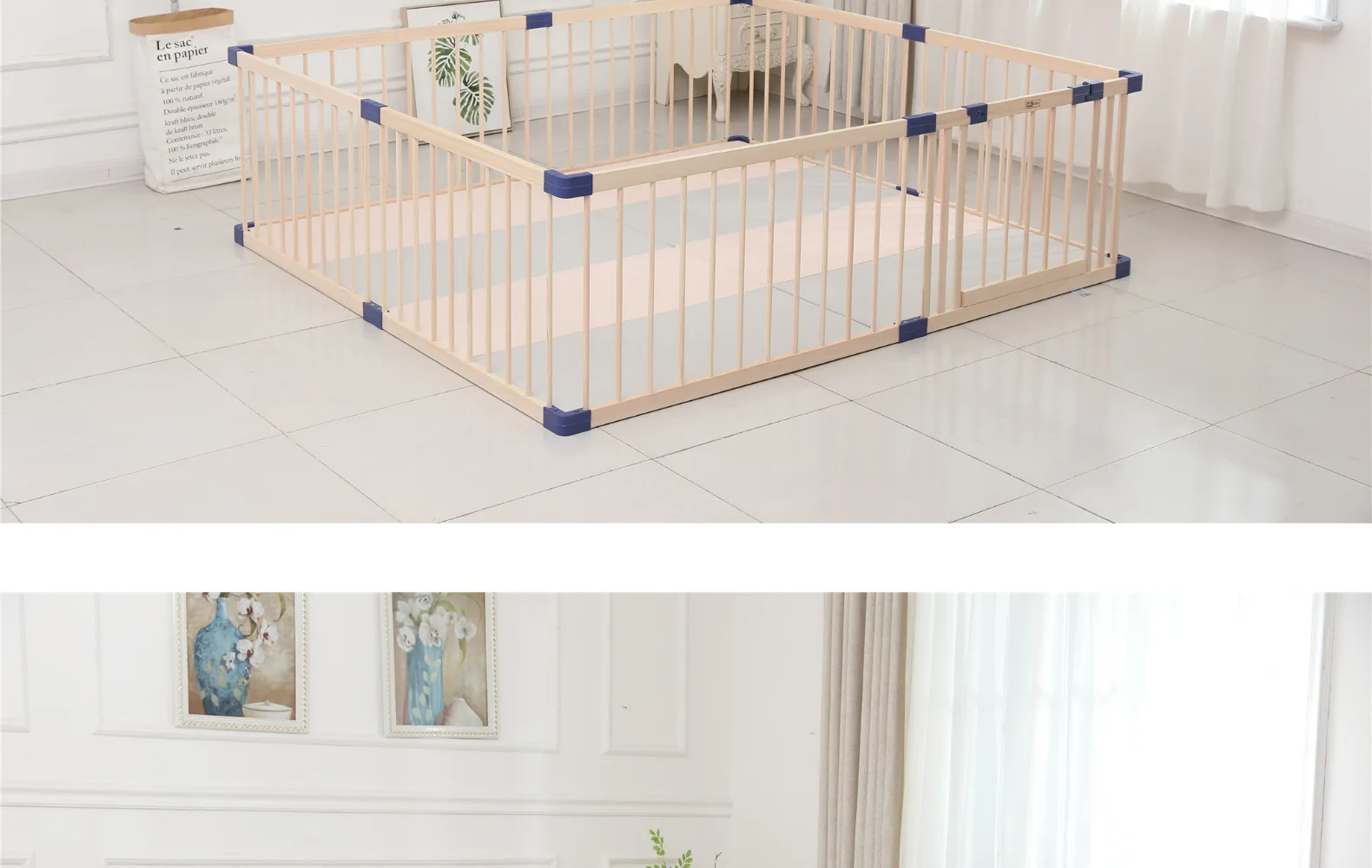 Customizable Indoor Child Play Activity Center Natural Pine Wood Baby