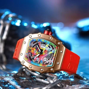 Unique Colorful Wristwatch Silicone Band Waterproof Popular Skeleton Hollow Fashion Men's Watches