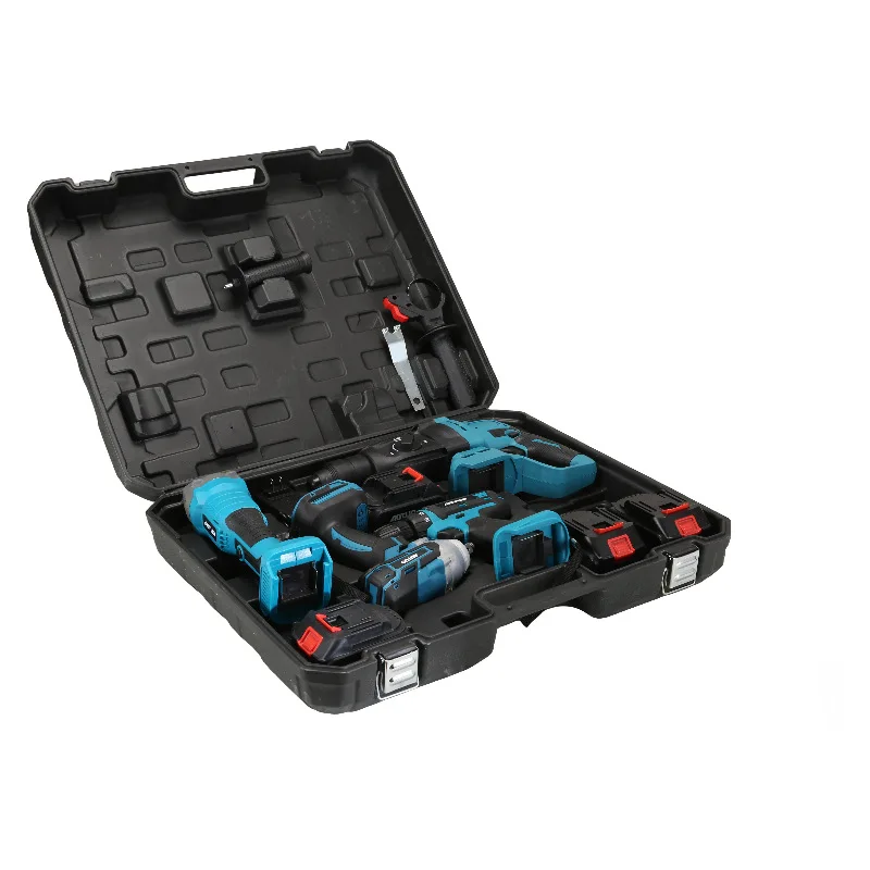 5pcs Set Combination Brushless Electric Power Tool Kits Portable Cordless Hammer Impact Drill Angle Grinder Wrench Circular Saw