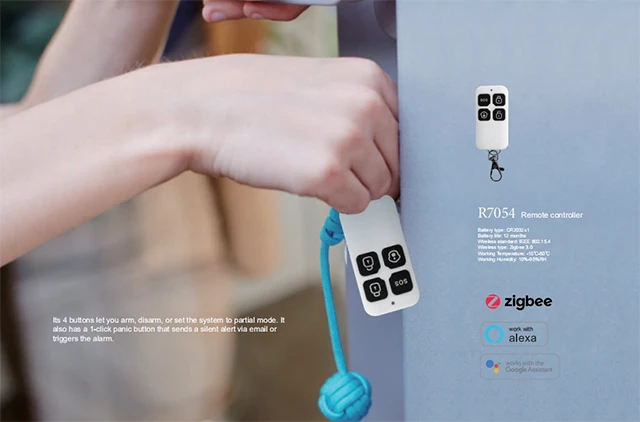 SMART Portable Tuya Wireless Zigbee Remote Control Sensor Keyfob for Arm and Disarm
