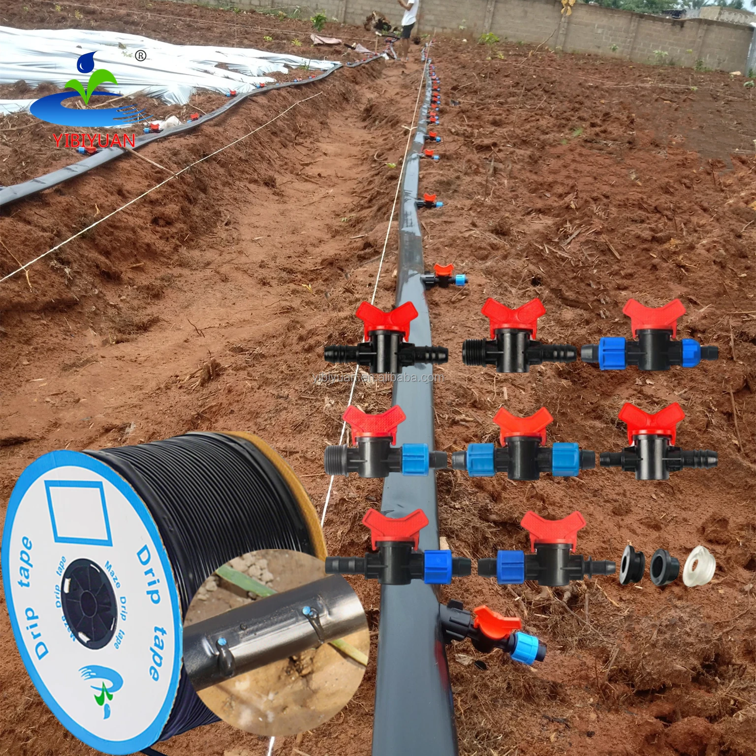 Agricultural Connector Valve Manguera Cintilla Para Riego Por Goteo Pressure Compensating Drip Tape Irrigation System 16mm
