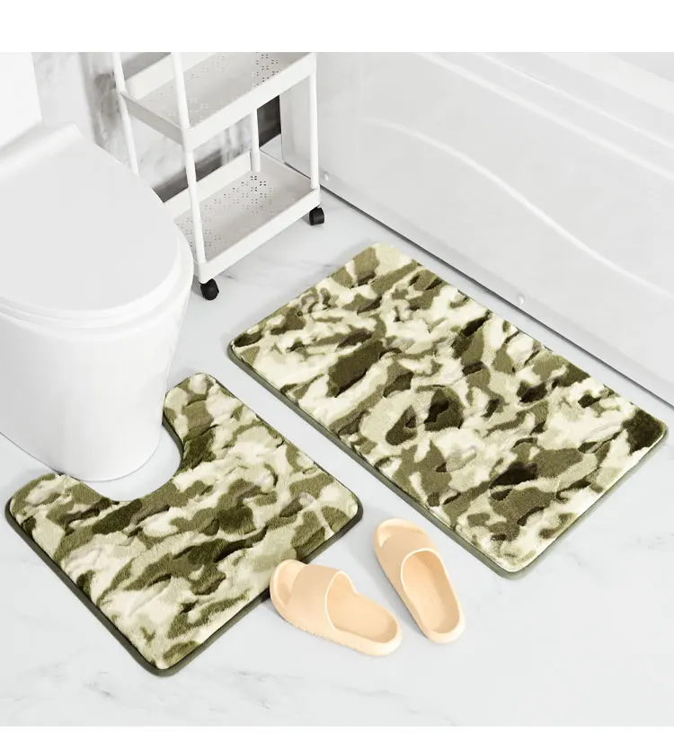  Wholesale Bath Rug Set 2 Piece Bathroom Rug Toilet Mat Sets Non Slip Water absorb Bath Shower Mat U-shaped Toilet Rug Combo manufacture