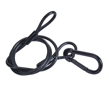 black 4mm Medium Duty Safety Cable with Standard Size Spring Hook Stainless Steel Cables with Electroplated  carabiner