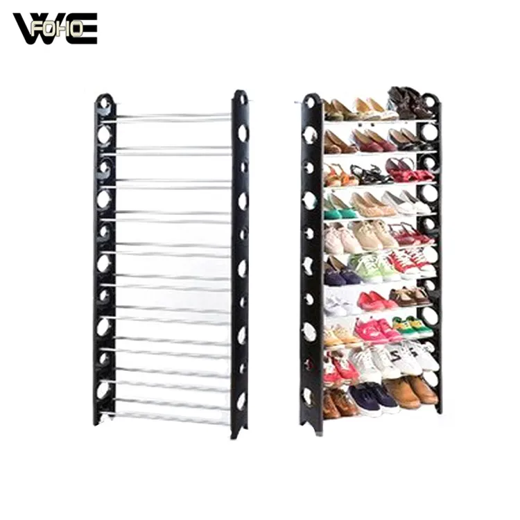 Wholesale Price Rack Shoe 1050 Pairs 10 Tier Diy Folding Plastic Iron