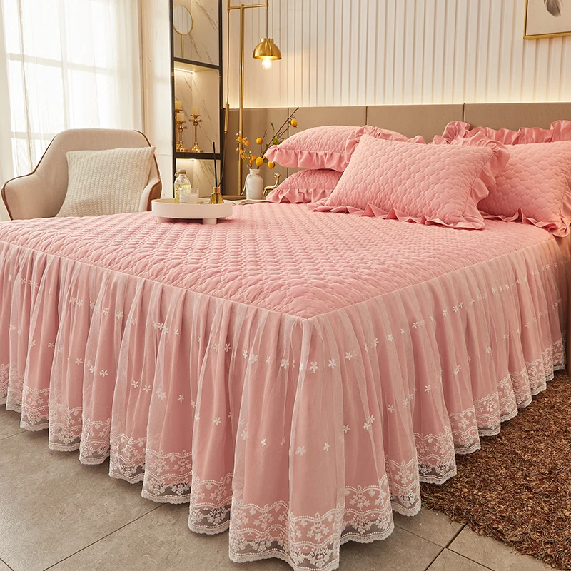 Buy Wholesale China Custom Bedspread Princess Girls Beautiful Decorative  Duvet Flat Sheet Velvet 4pcs Wholesale Bed Skir & Bedding 4pcs Set at USD  44