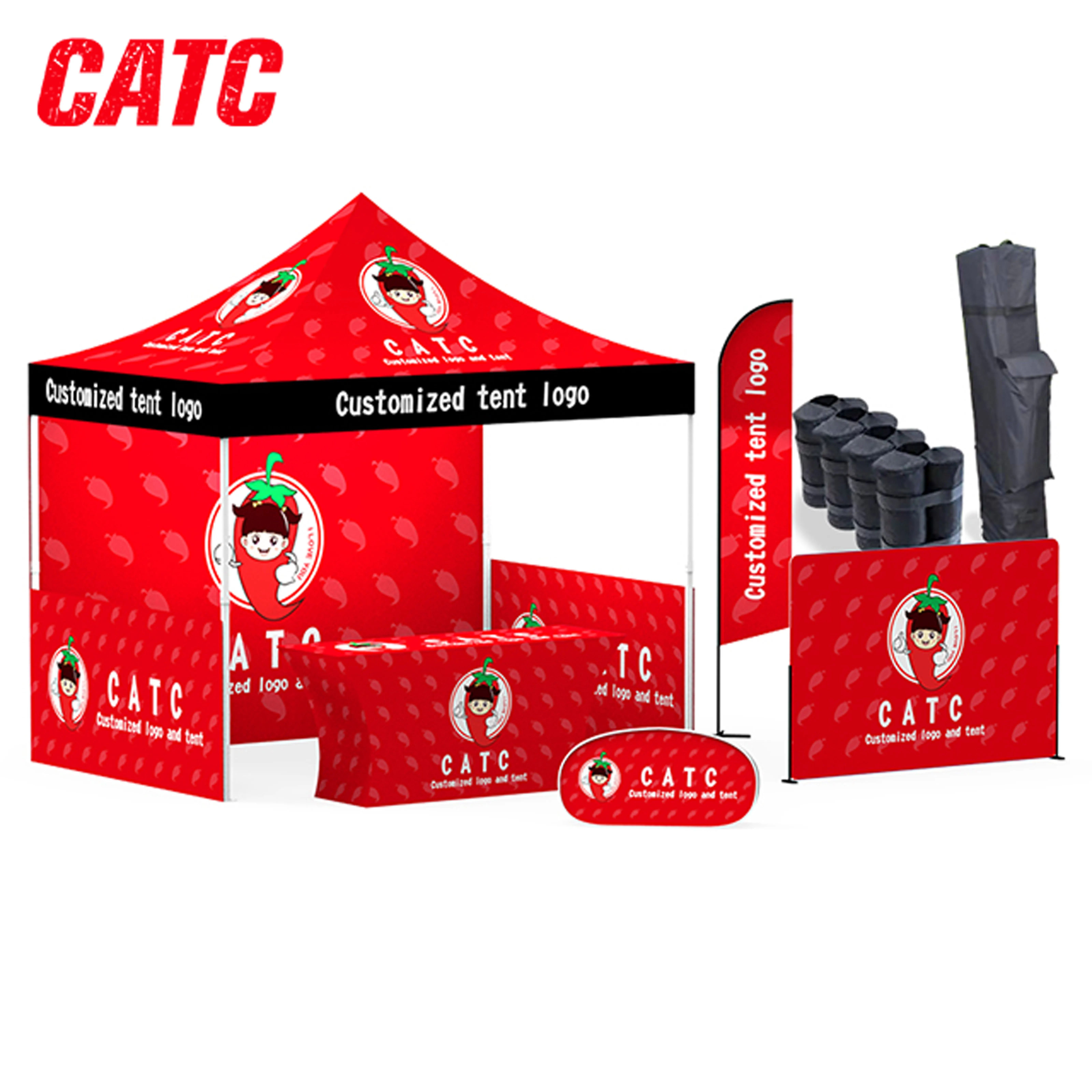 CATC Outdoors Bright Red Pop-up Gazebo Tent with Lovely Chili Pattern for Exhibition and Advertising Inflatables at Events