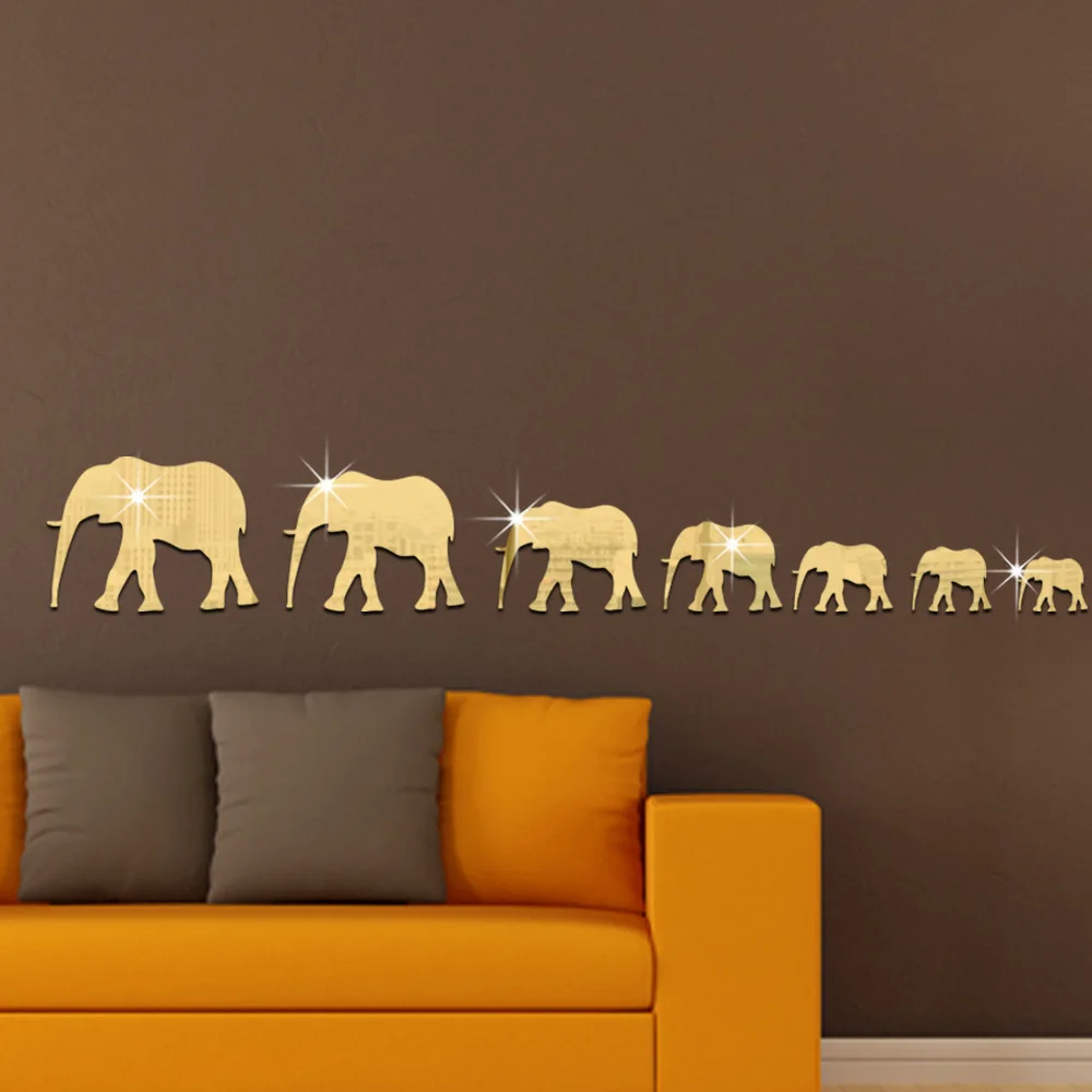 Home Wandklok Metaal, Unieke Olifant Dierlijke Vorm Wandklok DIY Acryl