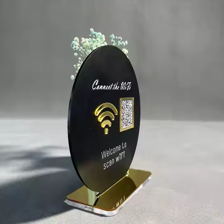 Custom Acrylic QR Code Signs, Touch Free Tabletop Acrylic QR Code Sign Board, QR Code Acrylic Display Sign Boards