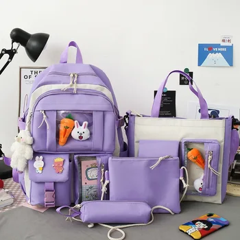 Factory Girls School Bag Cartoon Cute Student's Backpack Sets For Girl Travel Waterproof Backpack School Bags Kpop School