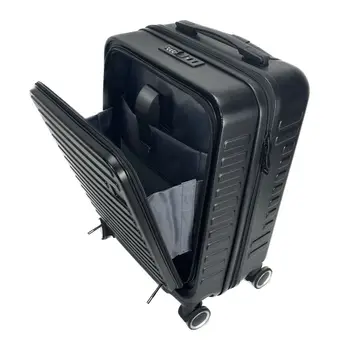 ABS Material Double Handle Trolley Luggage Case Front Open Suitcase Set Easy Carry Business trip bag with computer compartment