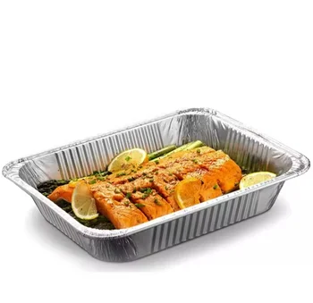 Medium-Sized Recyclable Disposable Aluminum Rectangular Lunch Box Eco-Friendly Foil Containers