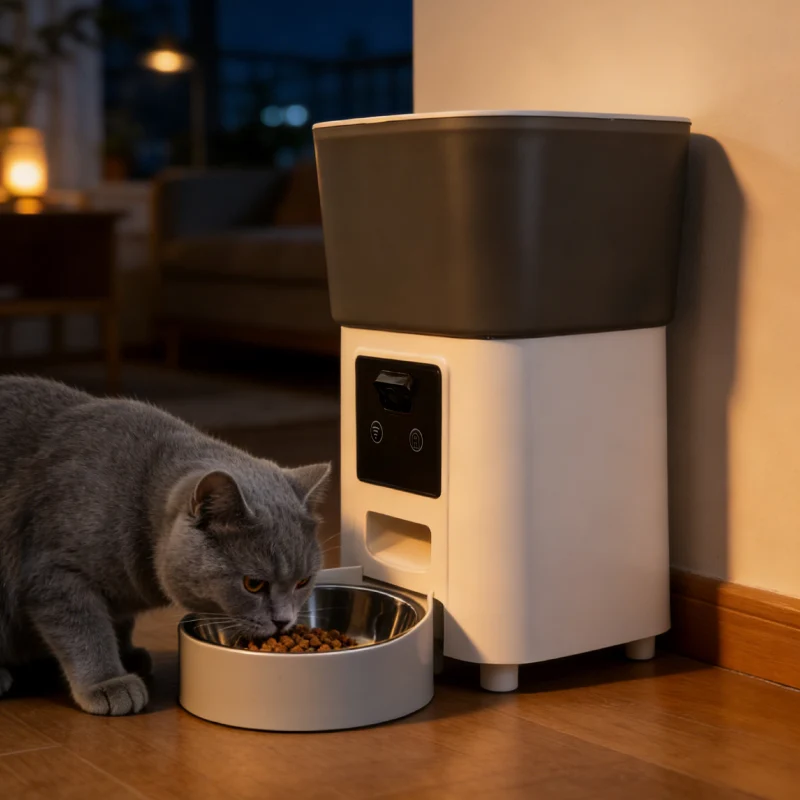 Smart WiFi Automatic Pet Food Dispenser for Dogs Cats Ultra Quiet Supports Tuya App Timed Feeding Dual (Battery/USB) Sleek Oval