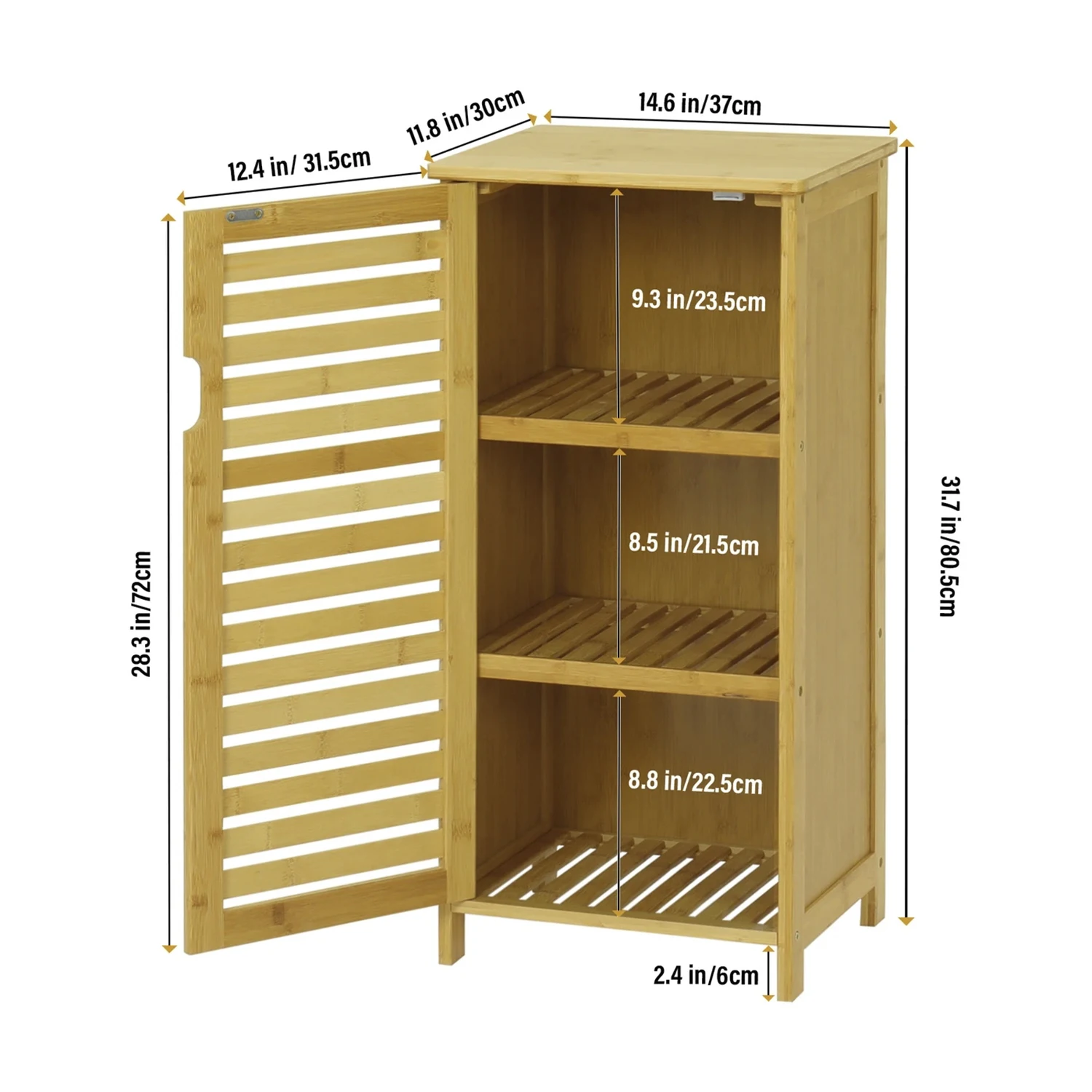 Wholesale Modern 3-Tier Natural Bamboo Storage Cabinet Glass Doors Versatile Home Furniture for Living Room Bedroom Home Office