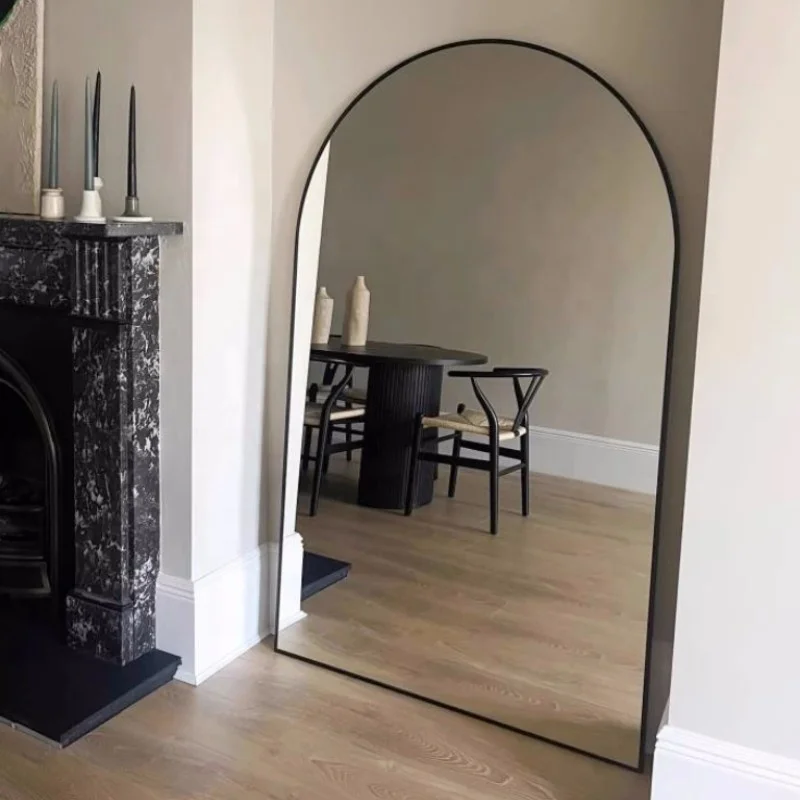 Custom Oversize Modern Arched Floor Standing Mirror Lean Against Wall