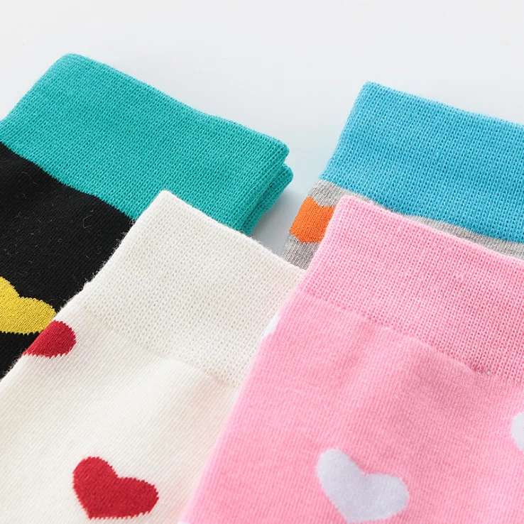 HF women color heart shape long tube versatile college style stockings socks