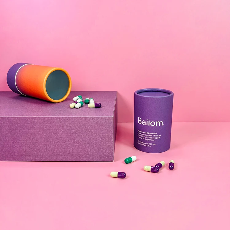Eco Friendly Biodegradable Capsules Pill Tablets Glass Bottle Paper Tube Food Protein Powder Plastic Jar Packaging Box