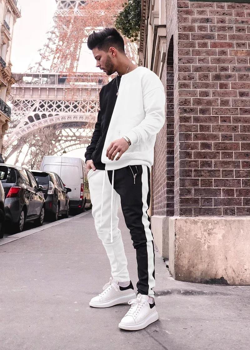 Custom Tech Fleece French Terry Mens Color Block Sports Slim Fit Cotton Tracksuit