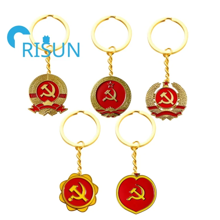 Customized Soft Enamel Retro USSR Symbol Keychain Custom Red Star