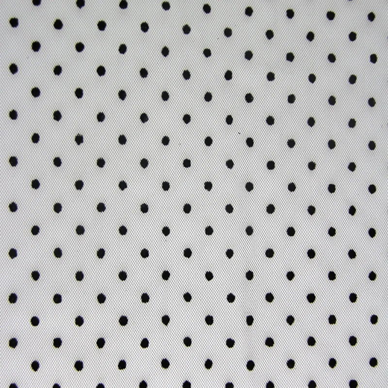 Width 150 cm Non Stretchy 100% Polyester Flocked Mesh Fabric American Net  Fabric Little Polka Dot for Bridal Dress Mosquito