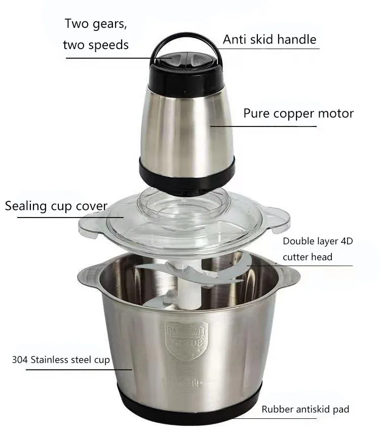 household kitchen blender stainless steel meat grinder electric portable screw mincer