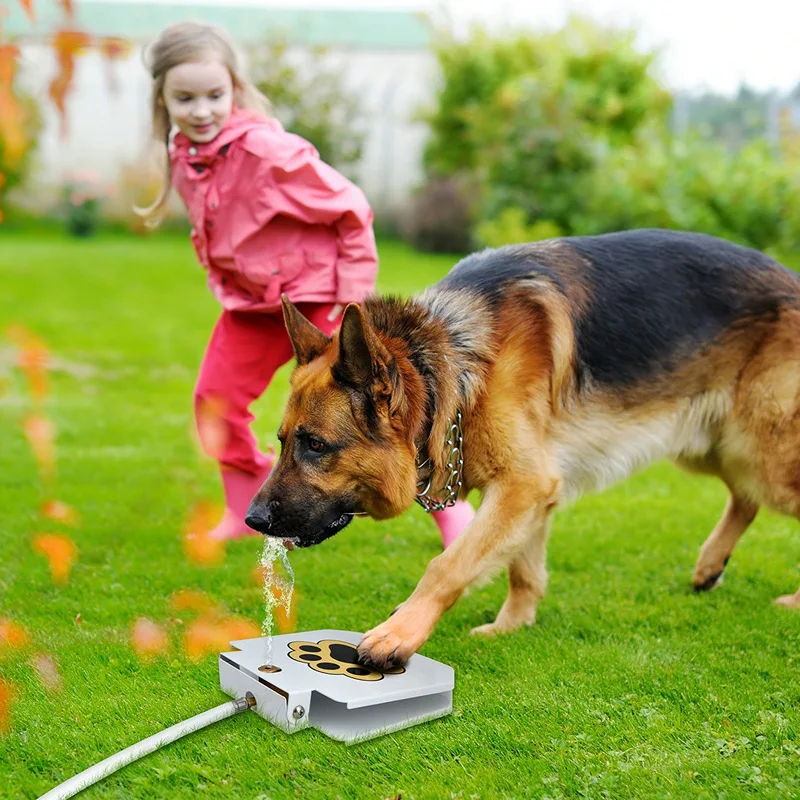 Upgraded Stainless Steel Step on Push Pedal Outdoor Pet Dog Water Fountain Dog Water Feeder