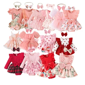 Wholesale Baby Clothes 0-3 Months One Pieces Playsuits Jumpsuit Bodysuits 2PCS Baby Set Plain Baby Rompers