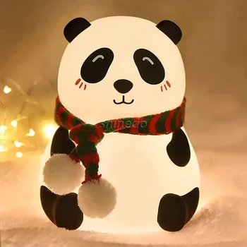 Baby Most Popular Cute Silicone Panda Toy Light Mini Small Little Kid Sleep Kawaii Panda Shaped Night Light Christmas Gift
