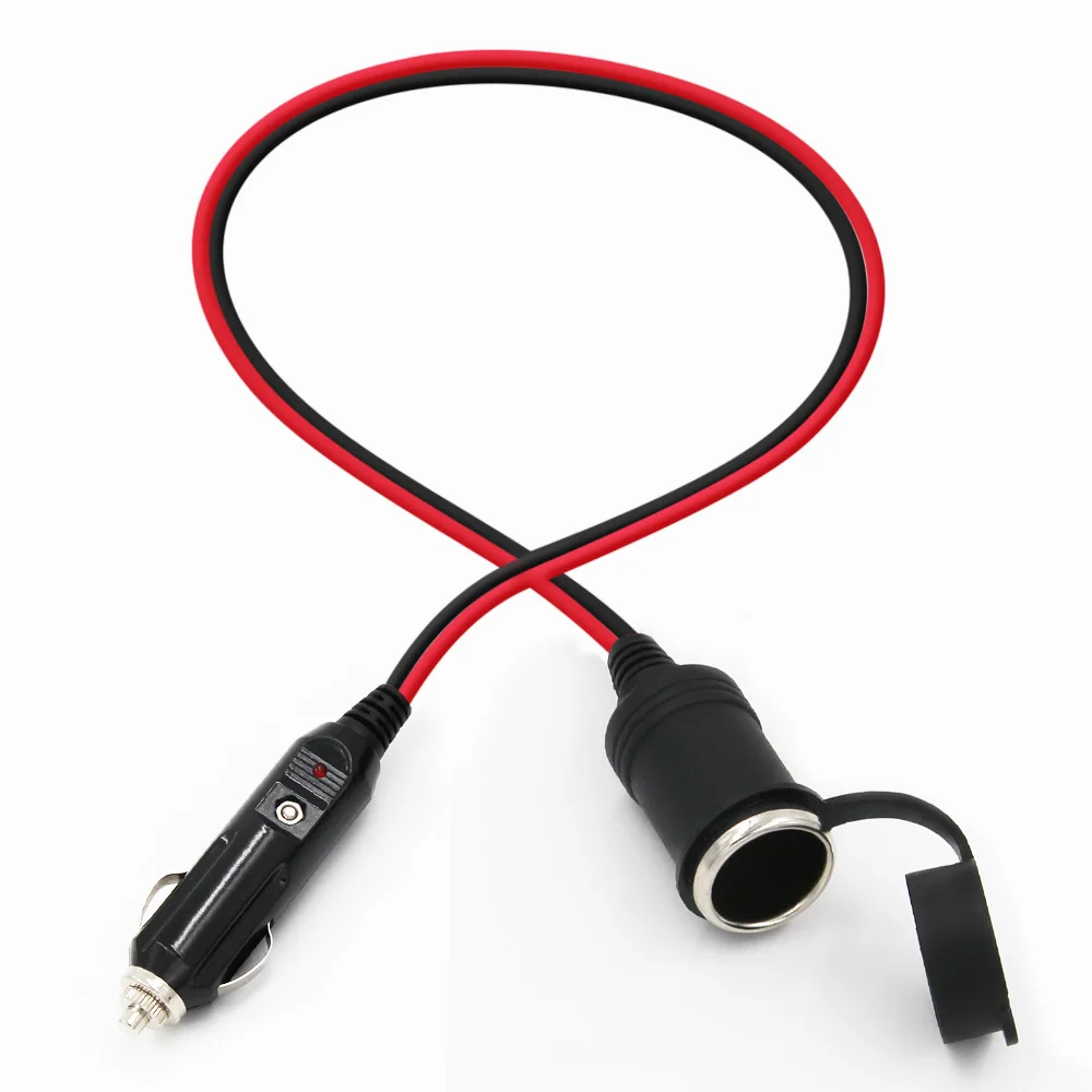 6Ft 2 Ways Car Cigarette Lighter Splitter Female Socket Power Plug 12V 24V Car Charger Adapter Extension Cable