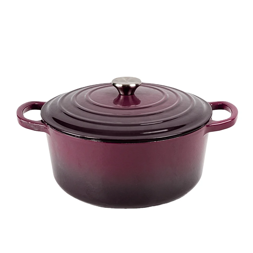 Cookercool 2022 New Fashion Purple Cast Iron Enamel Cooking Pots and Pans Nonstick Cookware Set
