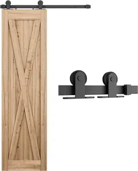 Modern 6 ft Barn-Style Wooden Sliding Door Hardware Kit