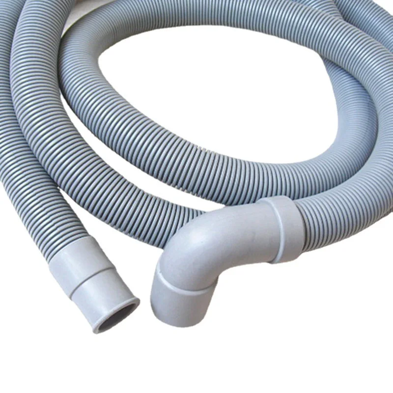 Manual Drain Hose with Right Angle End for Hotel Washing Machines Plastic Hose Connector and 2 Clamps Included