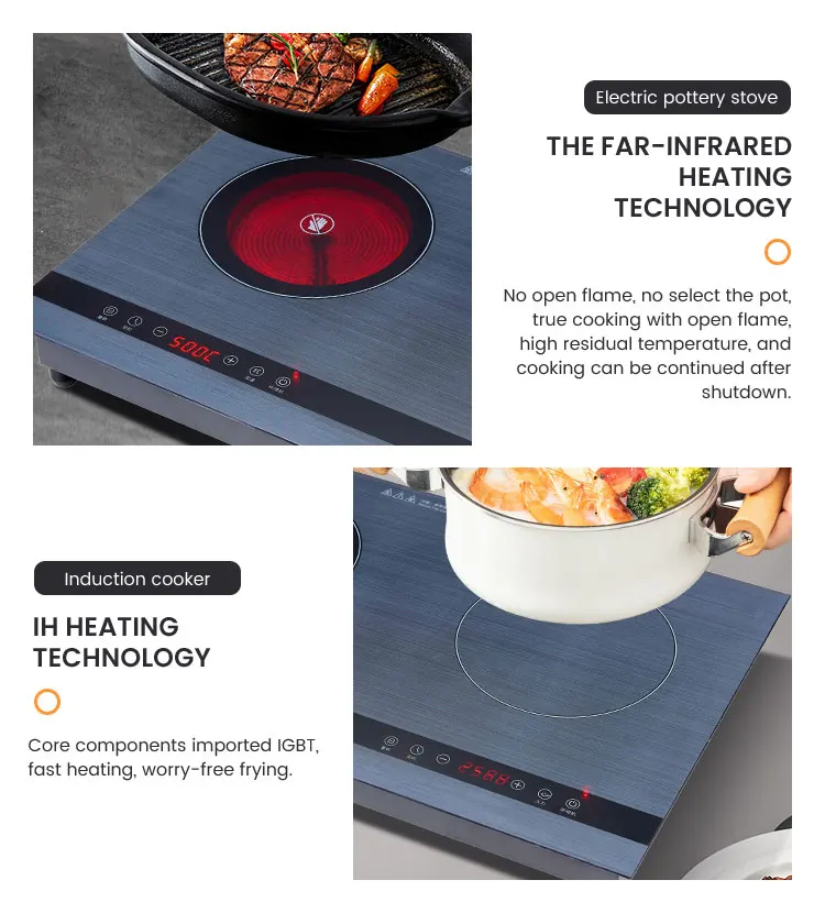 220V Kitchen Multi Function Double Burner Electric Induction Cooker 2 Head Induction Cooktop