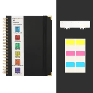 Hot Selling Spiral Bound Notebook B5 160 Sheets 100gsm Paper in Various Colors With Golden Edge Elastic Belt Bookmark for Gifts