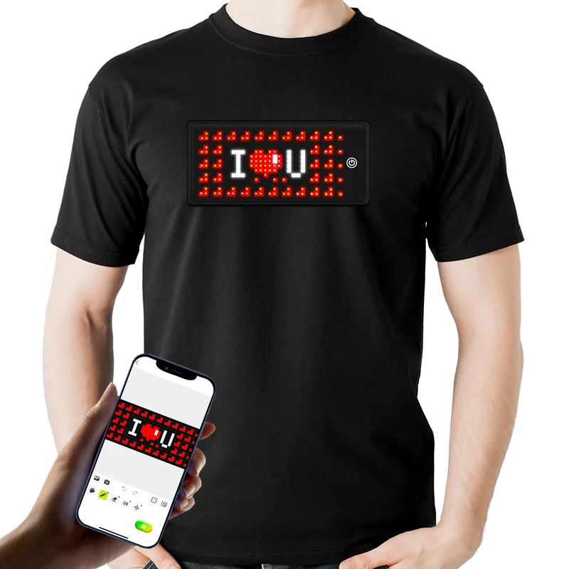 Men Women Kids Light up Equalizer Clothes USB Rechargeable Full Color Glow TShirt LED T Shirt for Party Halloween Christmas