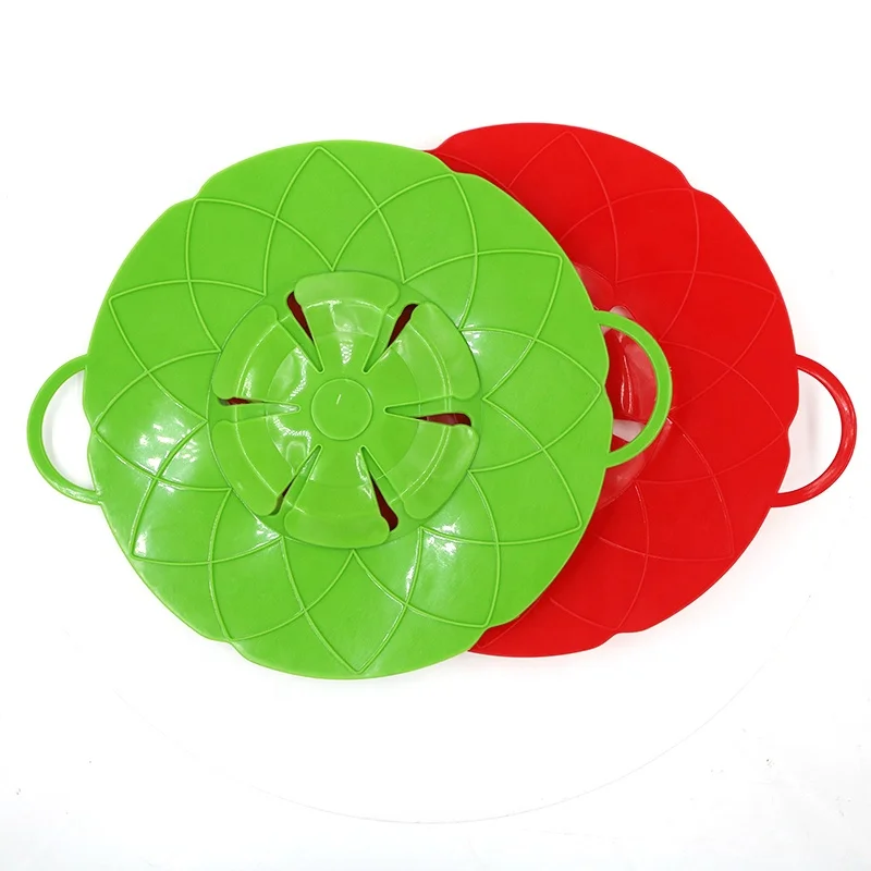 26CM Silicone Anti-overflow Cover Silicone Lid Spill Stopper Pot Cover  Cookware Kitchen Gadgets Color: Red