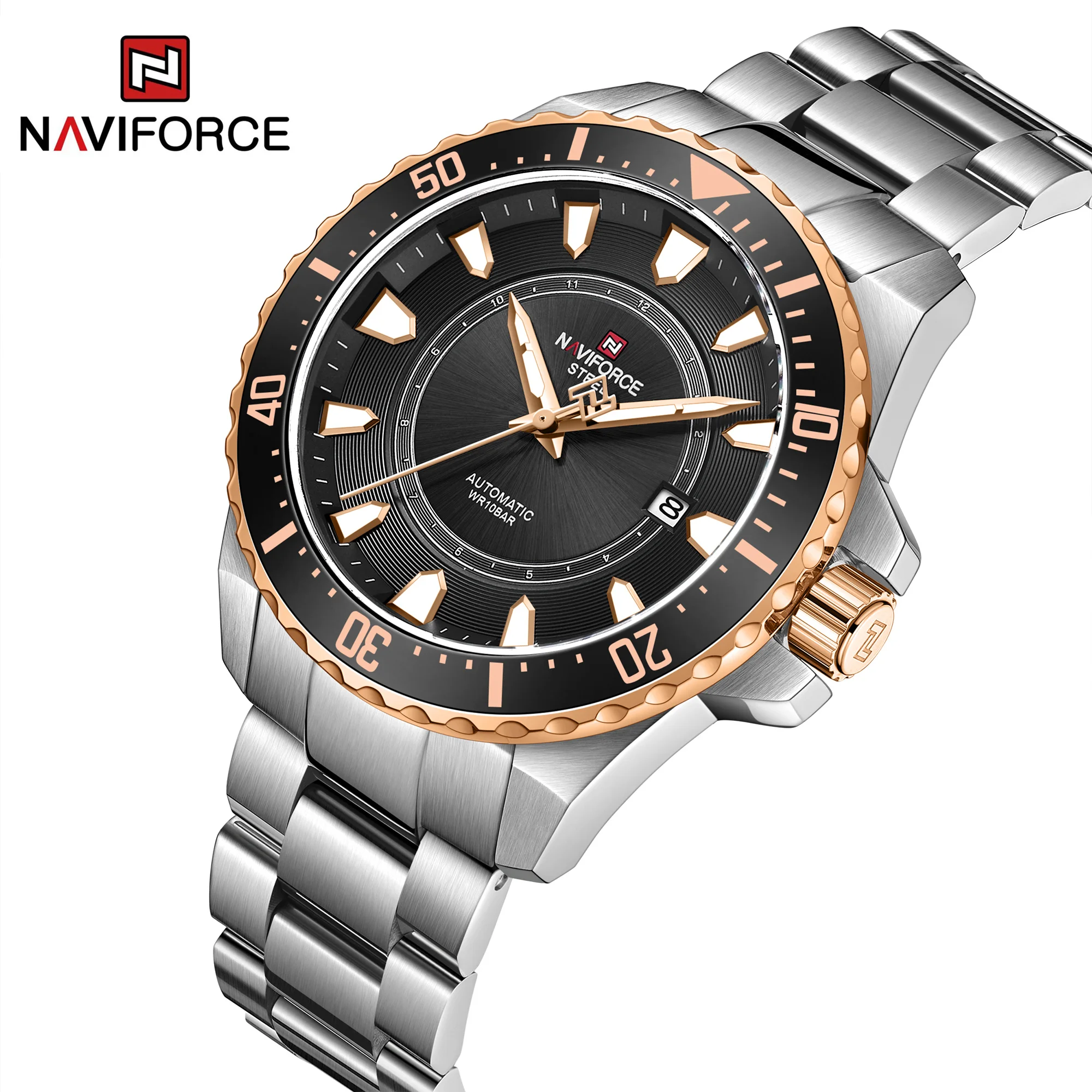NAVIFORCE 1004 SRGBスチール腕時計ビジネスマン日本男性用自動時計 