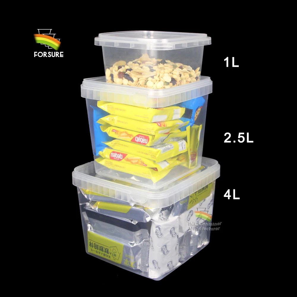 1 Liter Quadratischer Eiscreme-Plastikbehlter  Snack-Sigkeiten-Aufbewahrung Eiscreme-Plastikverpackung Butterdose 1L PP  Joghurtbecher