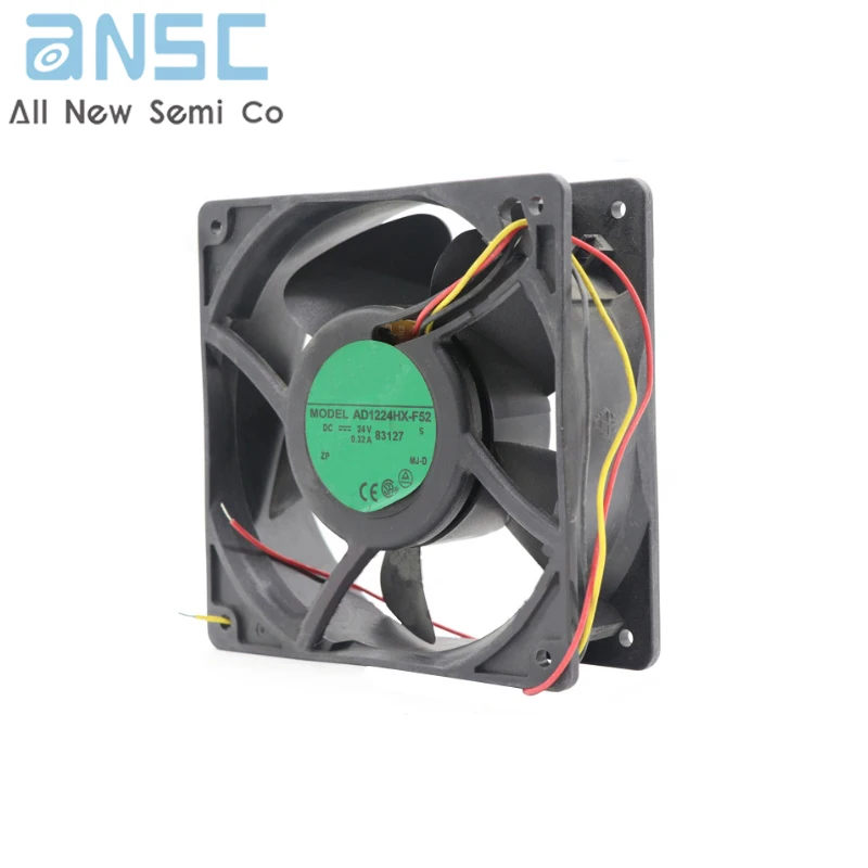 Original Axial flow fan AD1224HX-F52  120*120*38mm 24VDC 0.32A Three-wire alarm metal cabinet cooling fan