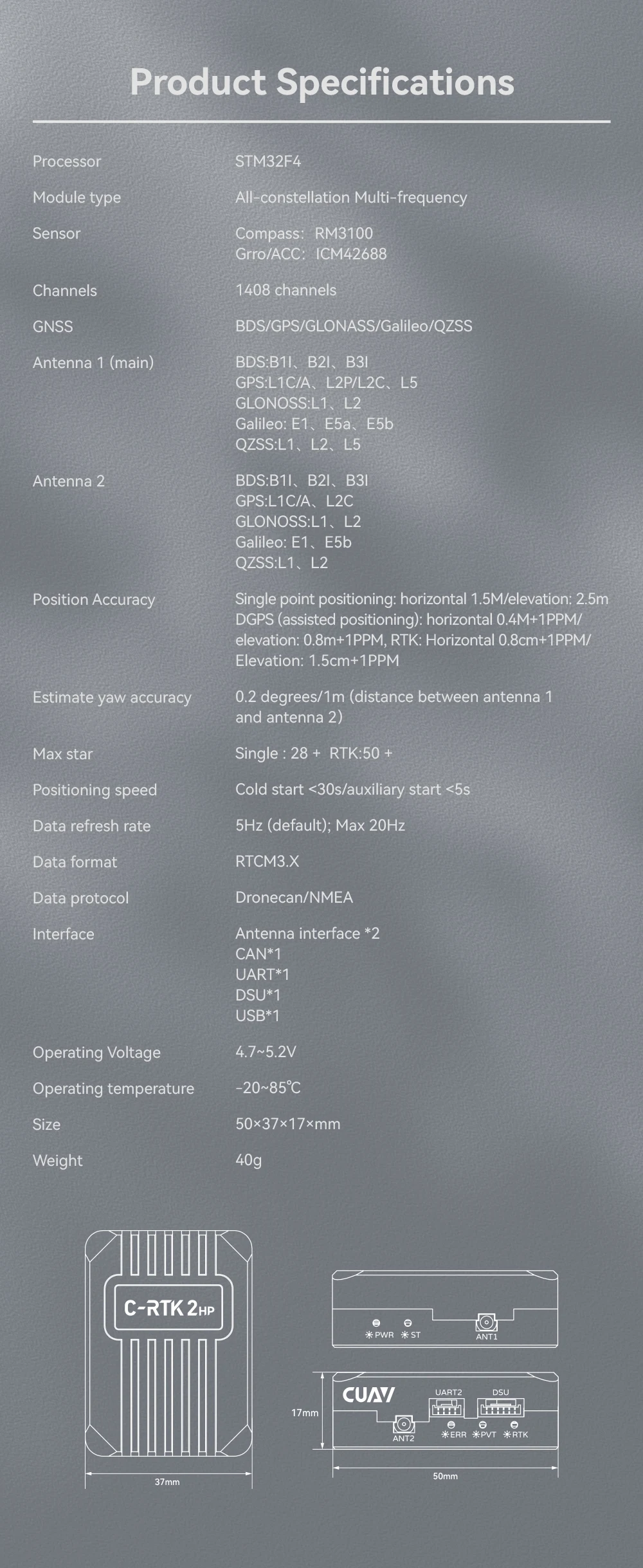CUAV C-RTK 2 HP RTK Module - Precision GNSS for Drones